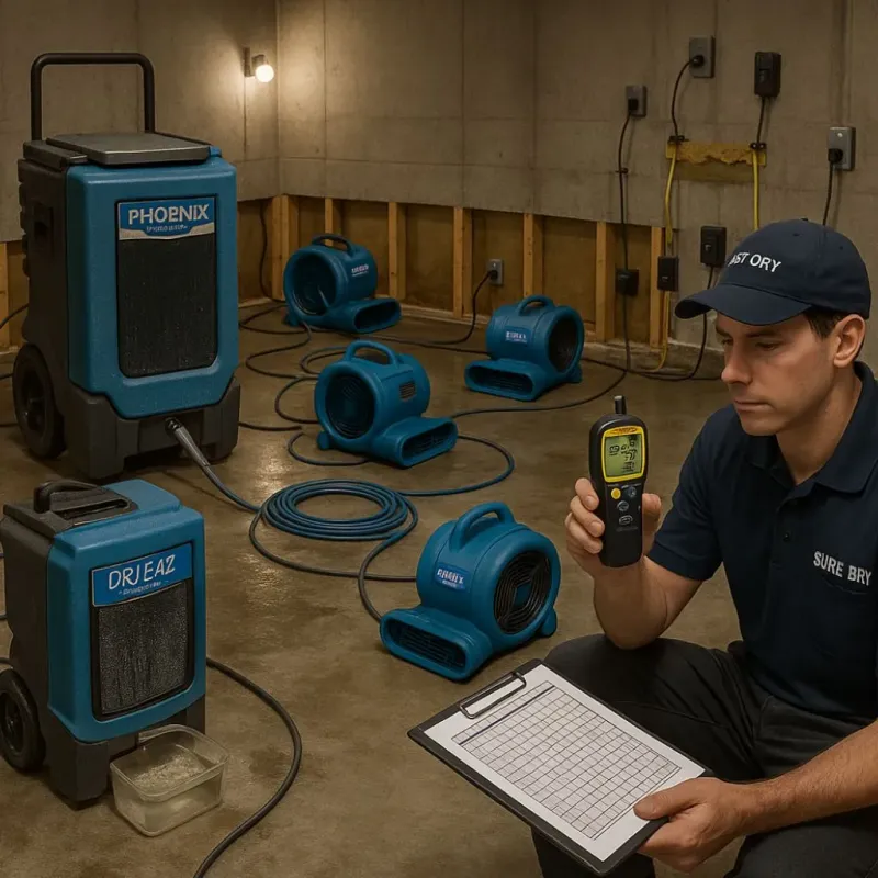 Structural Drying and Dehumidification process in Dover Base Housing, DE
